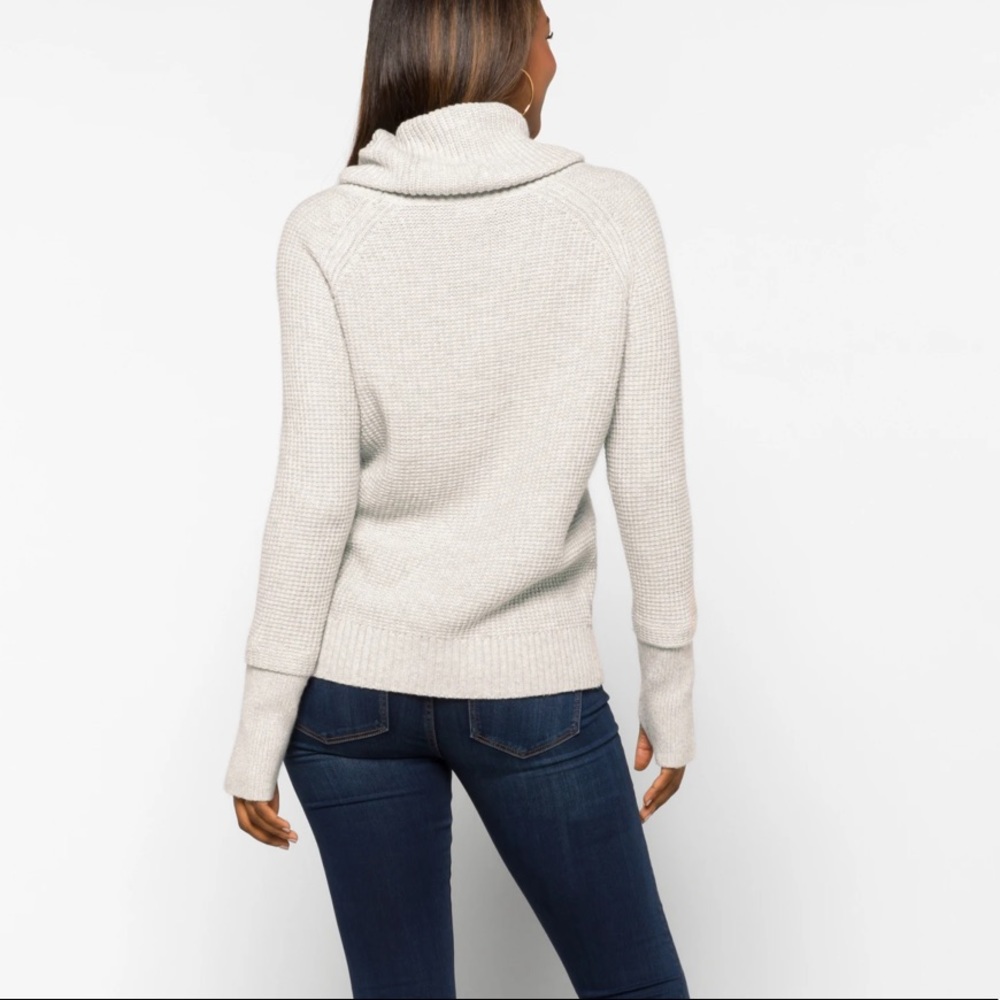 Market & Spruce Sharon Cowl Neck Waffle Stitch Pullover in Light Grey XL NWT - Picture 2 of 10